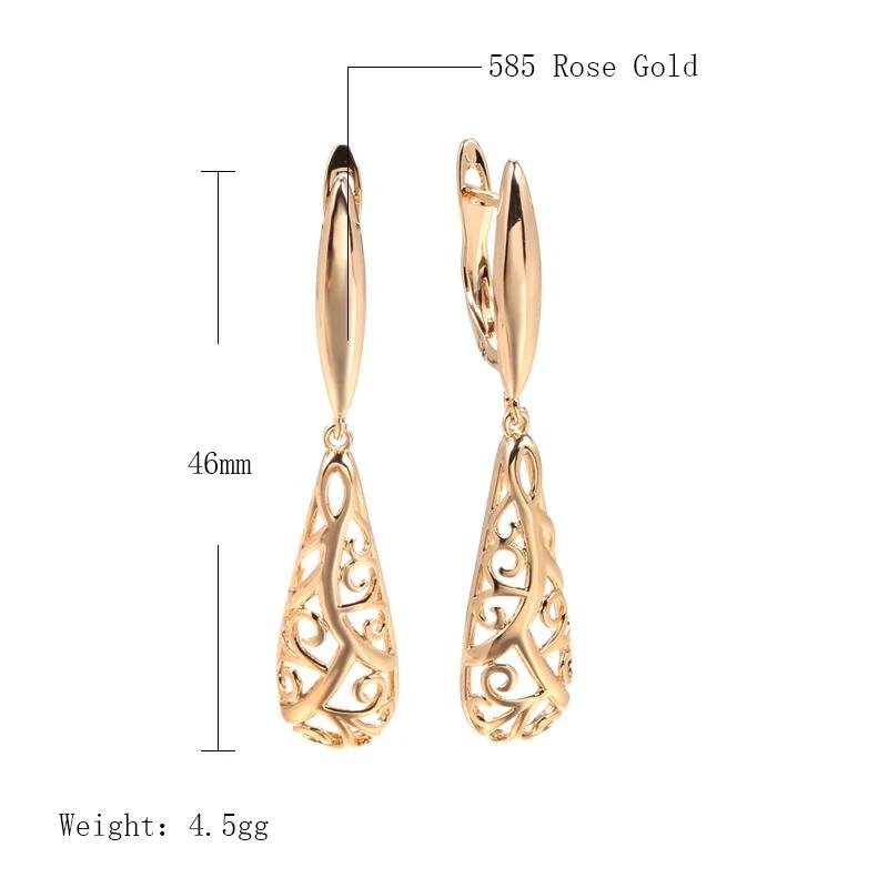 JULYDREAM Luxury Vintage Texture 585 Rose Gold Color Dangle Earrings for Women Fashion Jewelry Elegant Party Wedding Earrings
