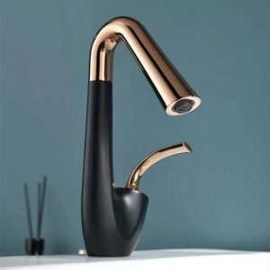 Brass Basin Faucet Single Lever Black Rose Gold Bathroom Hot and Cold Deck Mounted Mixer Tap