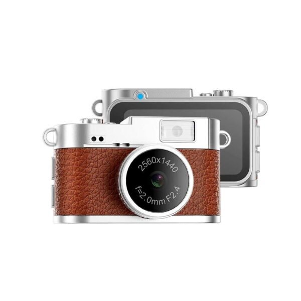 2K Mini Digital Keychain Camera Retro Style Compact Camera with Flash and Screen