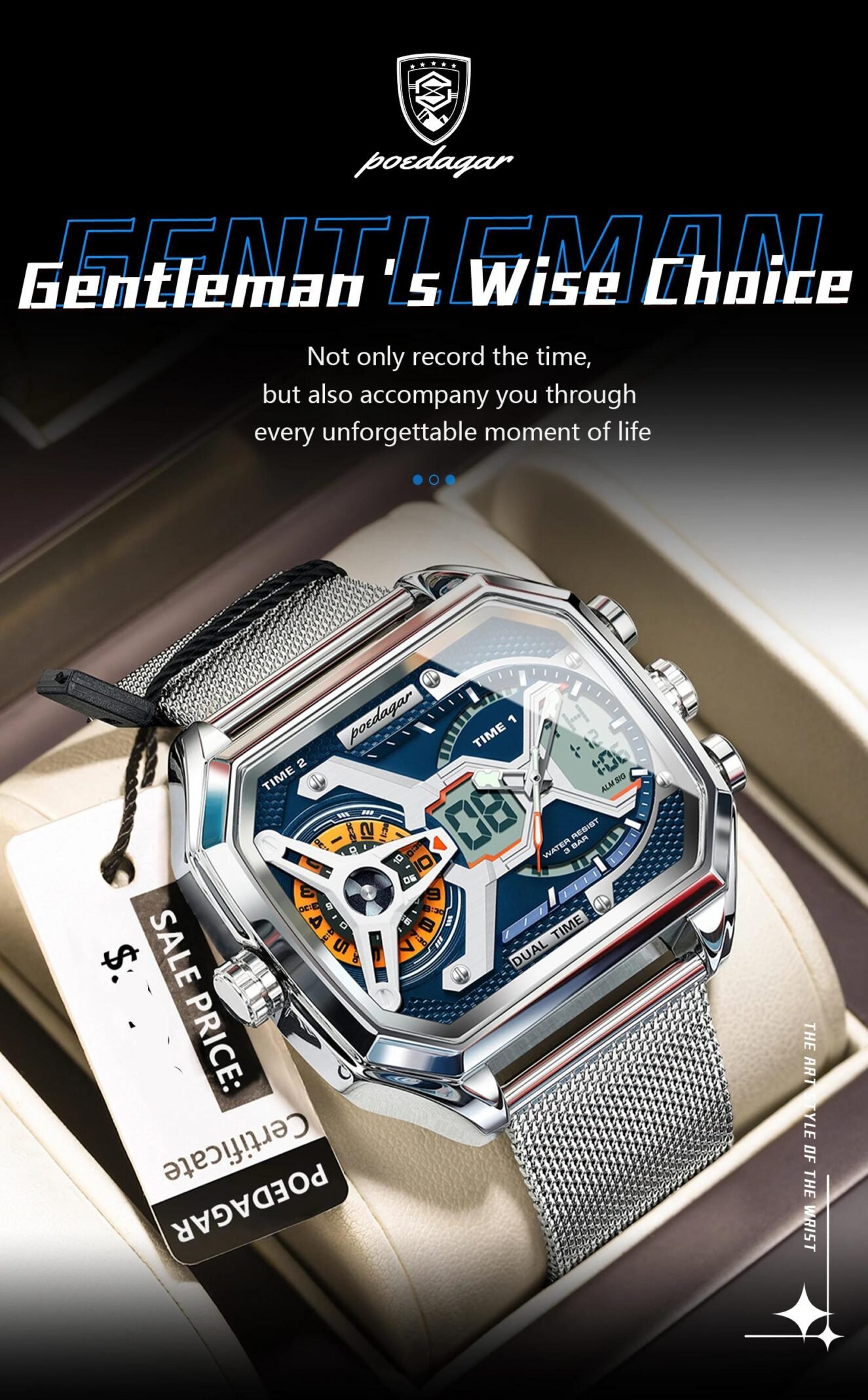 POEDAGAR Top Fashion Men Clock Rectangle Waterproof Date Week LED Man Watch Electronic Mesh Stainless Steel Quartz Men's Watches POEDAGAR Top Fashion Men Clock Rectangle Waterproof Date Week LED Man Watch Electronic Mesh Stainless Steel Quartz Men's Watches